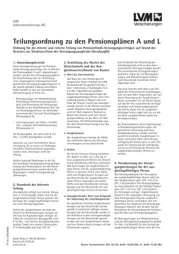 Teilungsordnung zu den Pensionsplänen A und L (PDF)