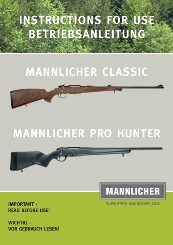 instructions for use betriebsanleitung mannlicher classic mannlicher ...