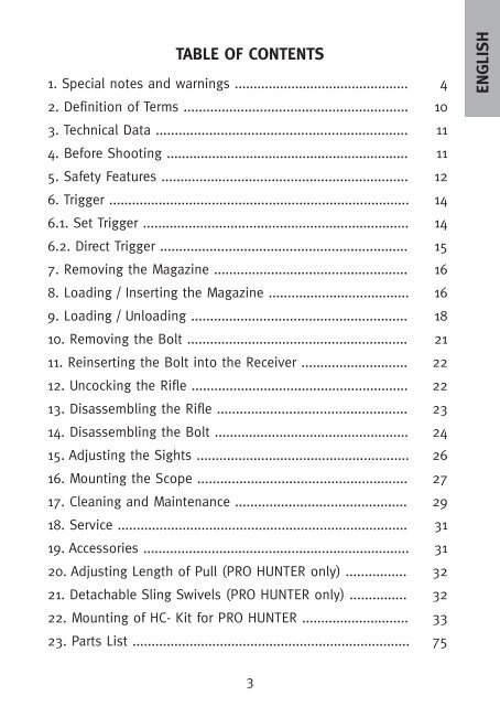 instructions for use betriebsanleitung mannlicher classic mannlicher ...