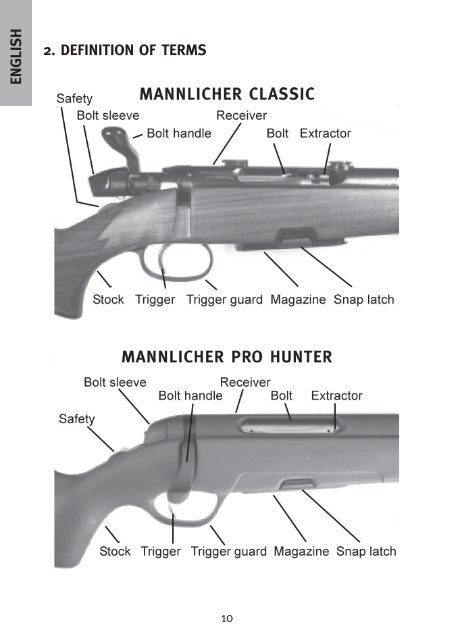 instructions for use betriebsanleitung mannlicher classic mannlicher ...