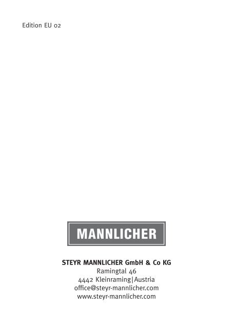 instructions for use betriebsanleitung mannlicher classic mannlicher ...