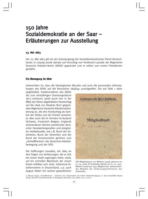 Sozialdemokratie an der Saar - Stiftung Demokratie Saarland