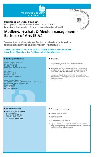 Medienwirtschaft & Medienmanagement ... - Studium-taw.de