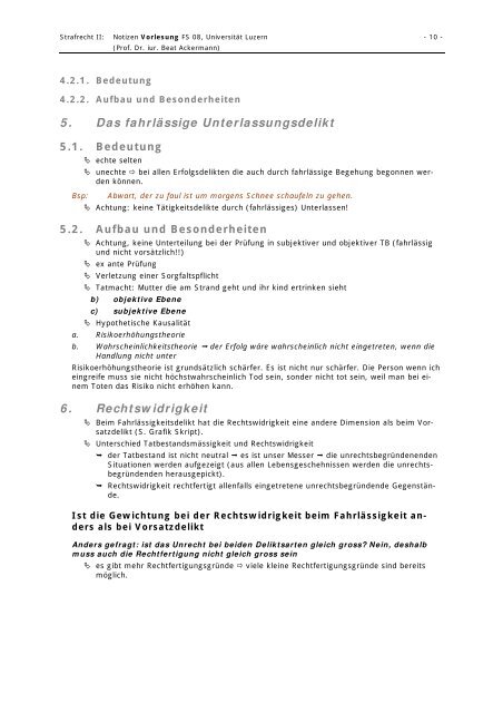 Strafrecht II - Studentische Organisationen Uni Luzern