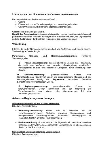 Verwaltungsrecht Zusammenfassung (FS 2011)