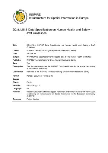 Data Specification on Human Health and Safety - INSPIRE - Europa