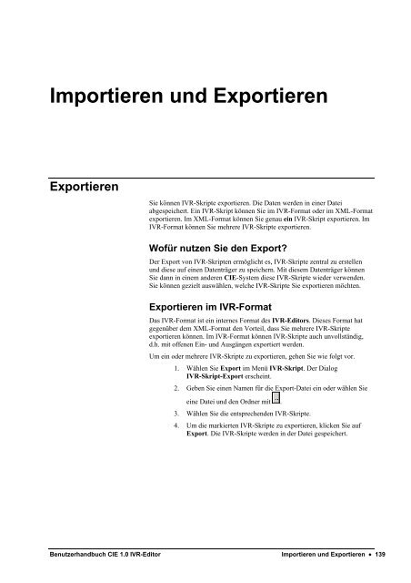 Benutzerhandbuch CIE 1.0 IVR-Editor - Avaya Support