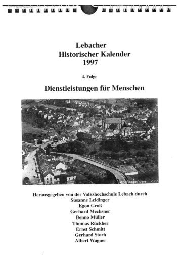 Historischer Kalender 1997 - Historischer Verein Lebach EV