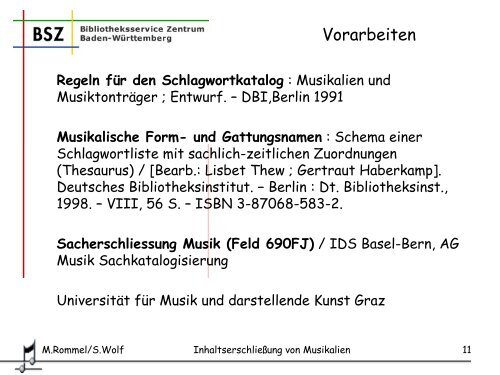 Zur Inhaltserschließung von Musikalien im SWB - SWOP