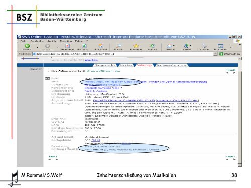 Zur Inhaltserschließung von Musikalien im SWB - SWOP