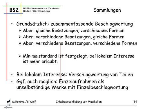 Zur Inhaltserschließung von Musikalien im SWB - SWOP