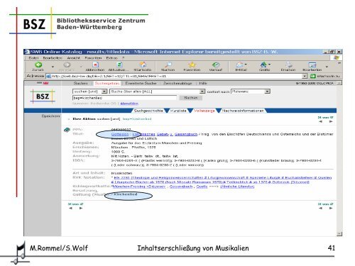 Zur Inhaltserschließung von Musikalien im SWB - SWOP
