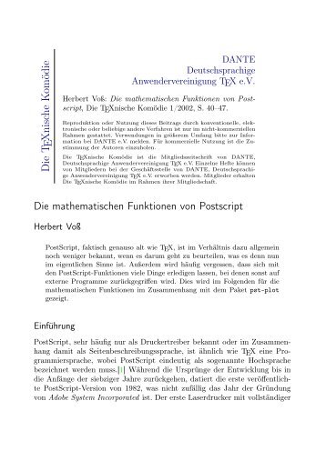 Die mathematischen Funktionen von Postscript - Texdoc.net