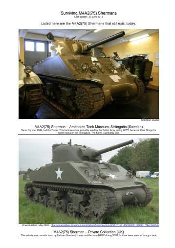 Surviving M4A2(75) Shermans - The Shadock's website - Free