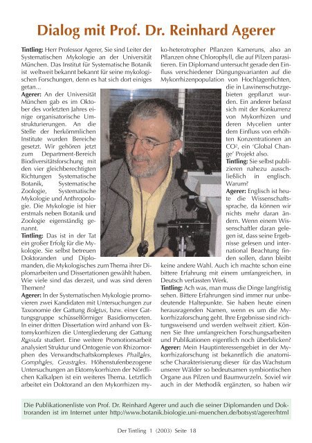Prof. Dr. Reinhard Agerer – Staunen öffnet die Tür zum Leben – KYPB