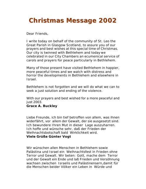 Christmas Message 2002 - Pax Christi International