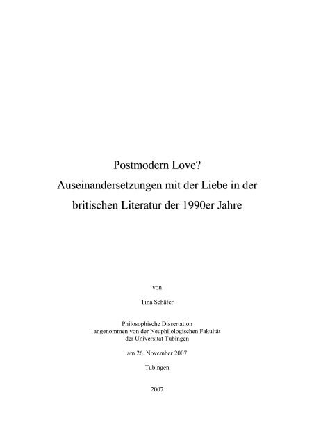 Auseinandersetzungen Mit Der Liebe Tobias Lib Universitat