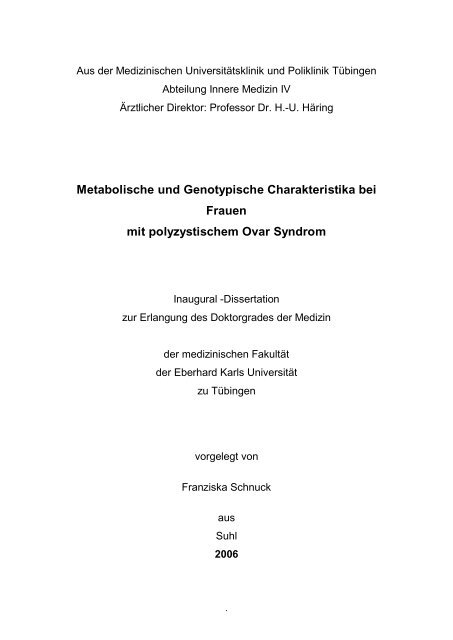 Metabolische und Genotypische Charakteristika bei Frauen mit ...