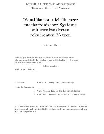 Identifikation nichtlinearer mechatronischer Systeme mit ...