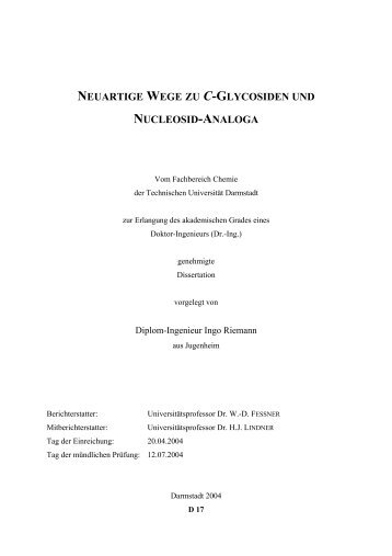 neuartige wege zu c-glycosiden und nucleosid - tuprints