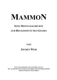 Mammon. Eine Motivgeschichte zur Religiosität des Geldes