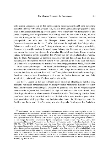 WOLFGANG DIETER LEBEK DIE MAINZER EHRUNGEN GERMANICUS, DRUSUS DOMITIAN