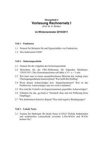 Vorlesung Rechnernetz I