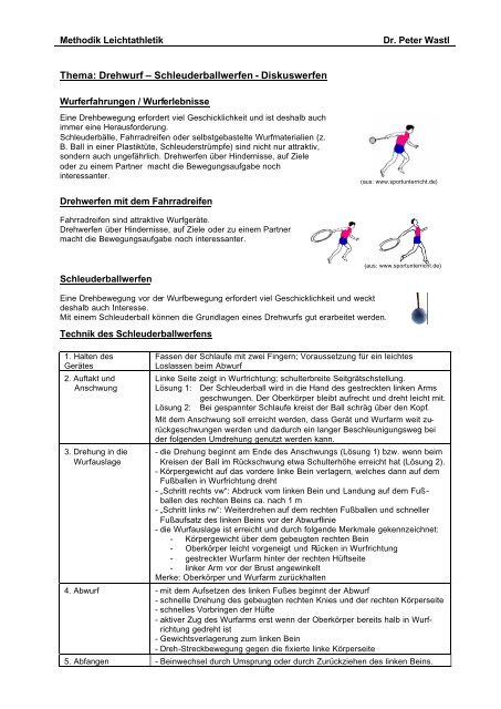 Thema: Drehwurf – Schleuderballwerfen - Diskuswerfen