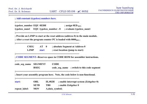 3. Übersicht zum µC 8052 - No official entry point - HAW Hamburg