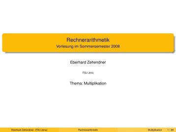 Rechnerarithmetik - Vorlesung im Sommersemester 2008