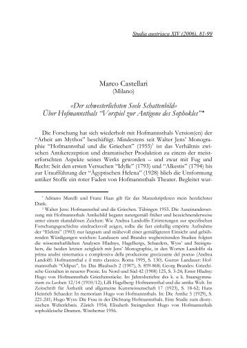 Über Hofmannsthals “Vorspiel zur Antigone des Sophokles”