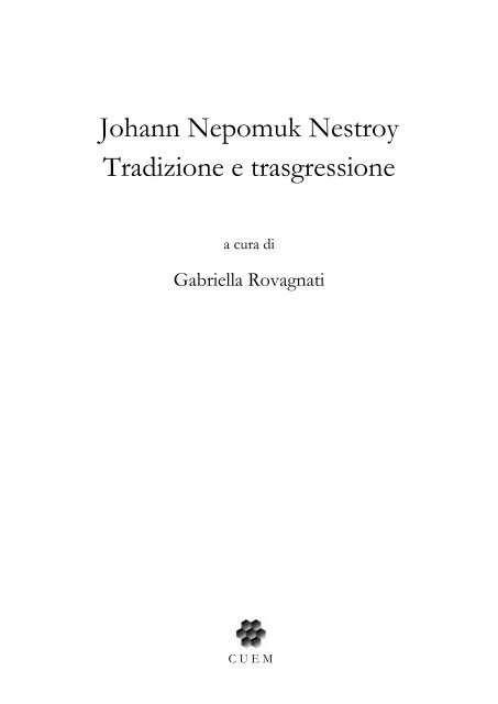 Johann Nepomuk Nestroy Tradizione e trasgressione a cura di ...