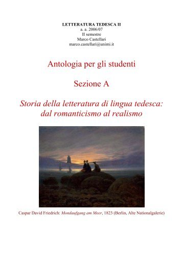 Antologia per gli studenti Sezione A Storia della letteratura di lingua ...