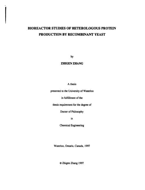 bioreactor studies of heterologous protein production by ...