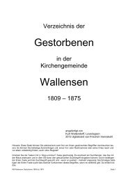 KB Wallensen Gestorbene 1809 bis 1875 - bei Friedrich Vennekohl