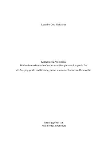 Leandro Otto Hofstätter Kontextuelle Philosophie Die ...