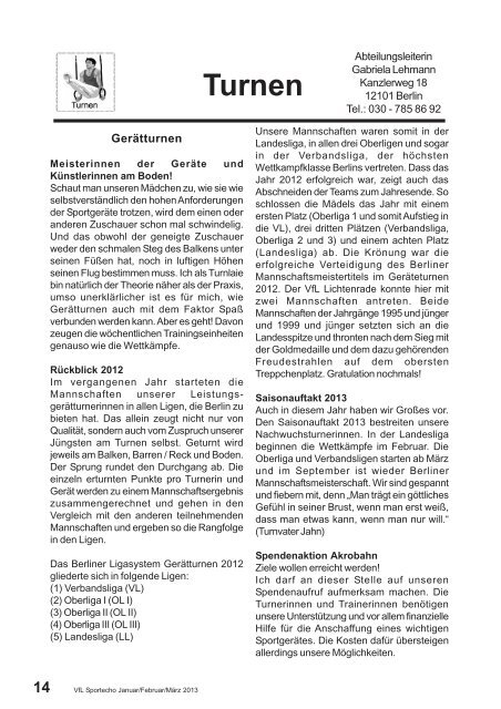 VfL Sportecho 210. Ausgabe Januar/Februar/März - VfL Lichtenrade