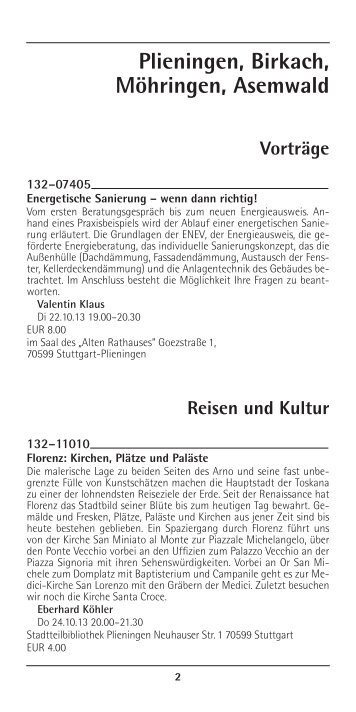 vhs Stadtteil-Programm Plieningen/Birkach/Möhringen/Asemwald