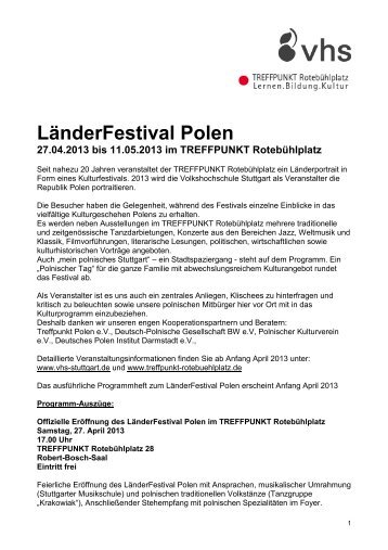 LänderFestival Polen - Volkshochschule Stuttgart