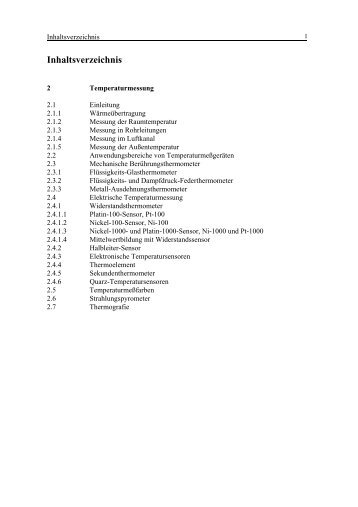 2. Temperaturmessung 2.1 Einleitung 2.1.1 Wärmeübertragung 2.1 ...