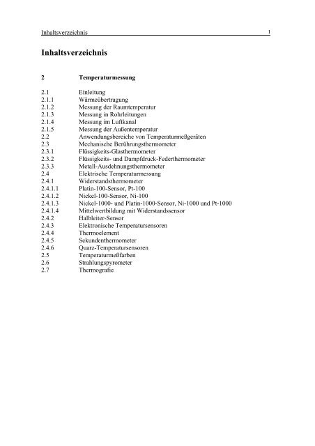 2. Temperaturmessung 2.1 Einleitung 2.1.1 Wärmeübertragung 2.1 ...