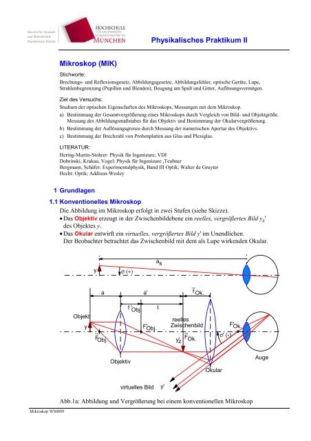 Physikalisches Praktikum II Mikroskop (MIK)