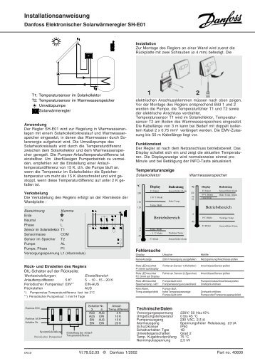 Installationsanweisung SH-E01 - Danfoss Wärme & Fernwärme