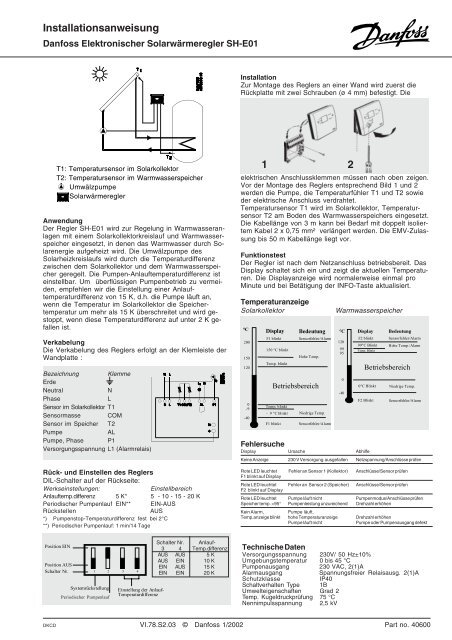 Installationsanweisung SH-E01 - Danfoss Wärme &amp; Fernwärme