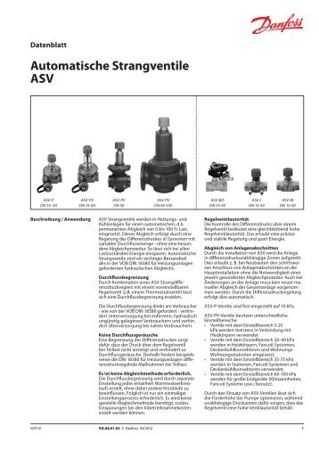 Automatische Strangventile ASV