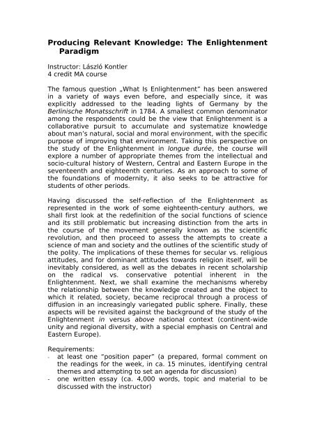 Producing Relevant Knowledge The Enlightenment Paradigm Producing Relevant Knowledge The Enlightenment Paradigm