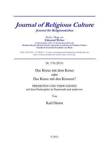 Journal of Religious Culture - Goethe-Universität