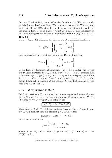 Lineare algebraische Gruppen - GWDG