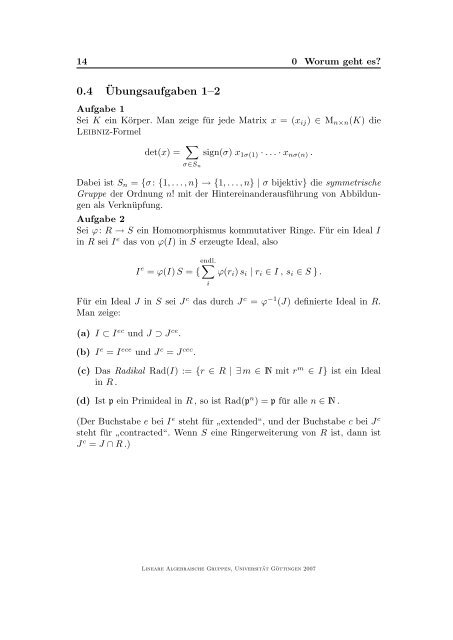 Lineare algebraische Gruppen - GWDG