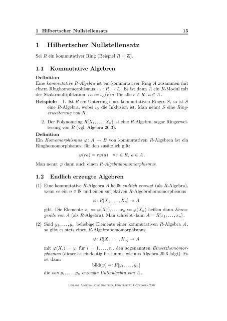 Lineare algebraische Gruppen - GWDG